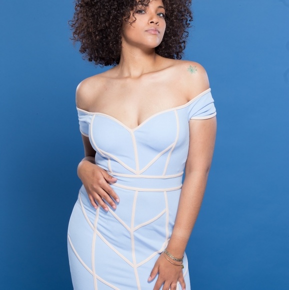 Light Blue Bodycon Dress - Picture 1 of 4